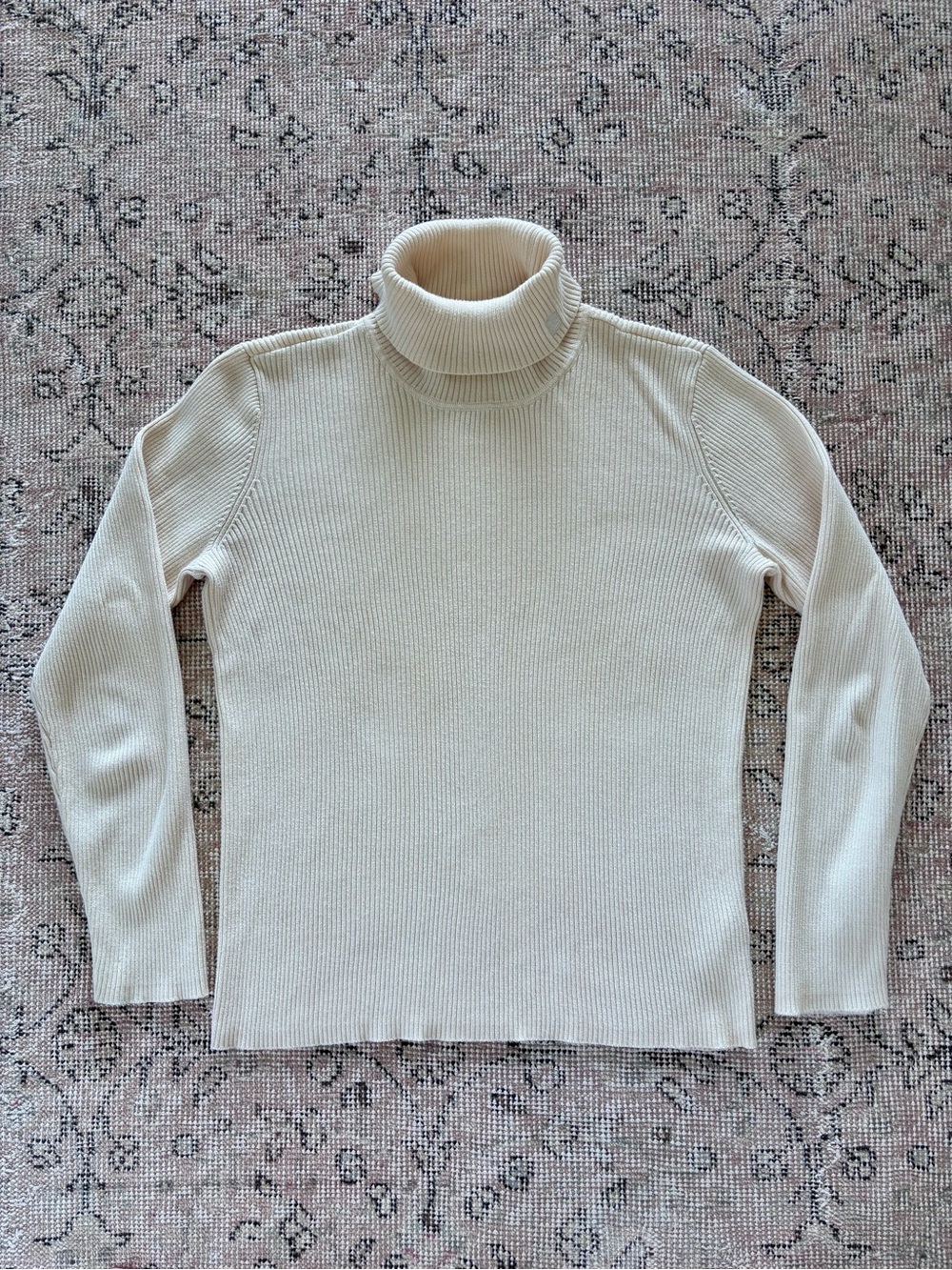 Lauren Ralph Lauren 100% cotton turtleneck cream beige sweater L